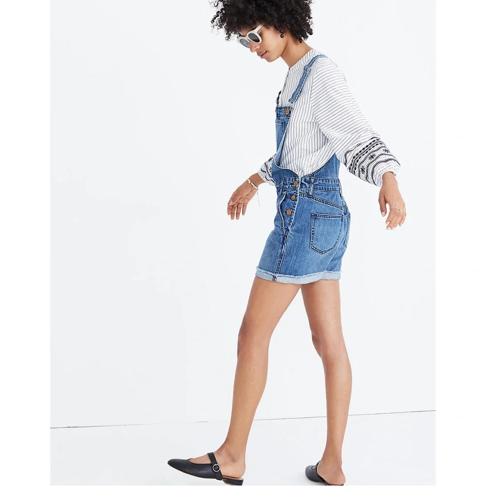 Madewell Adirondack Short Overalls Raw Hem In Dawkins Wash Size M - Picture 2 of 14